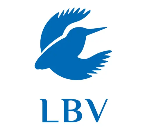 Blaues Logo eines fliegenden Vogels über den Buchstaben "LBV" auf weißem Hintergrund.